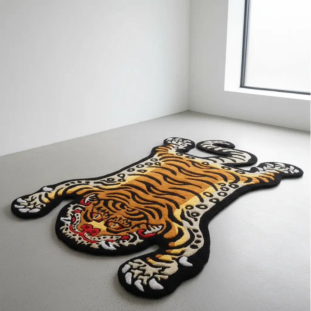 45 Degree Angle Tiger Rug