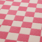 Pink Checkerboard Rug with Scalloped Border - Area Rug