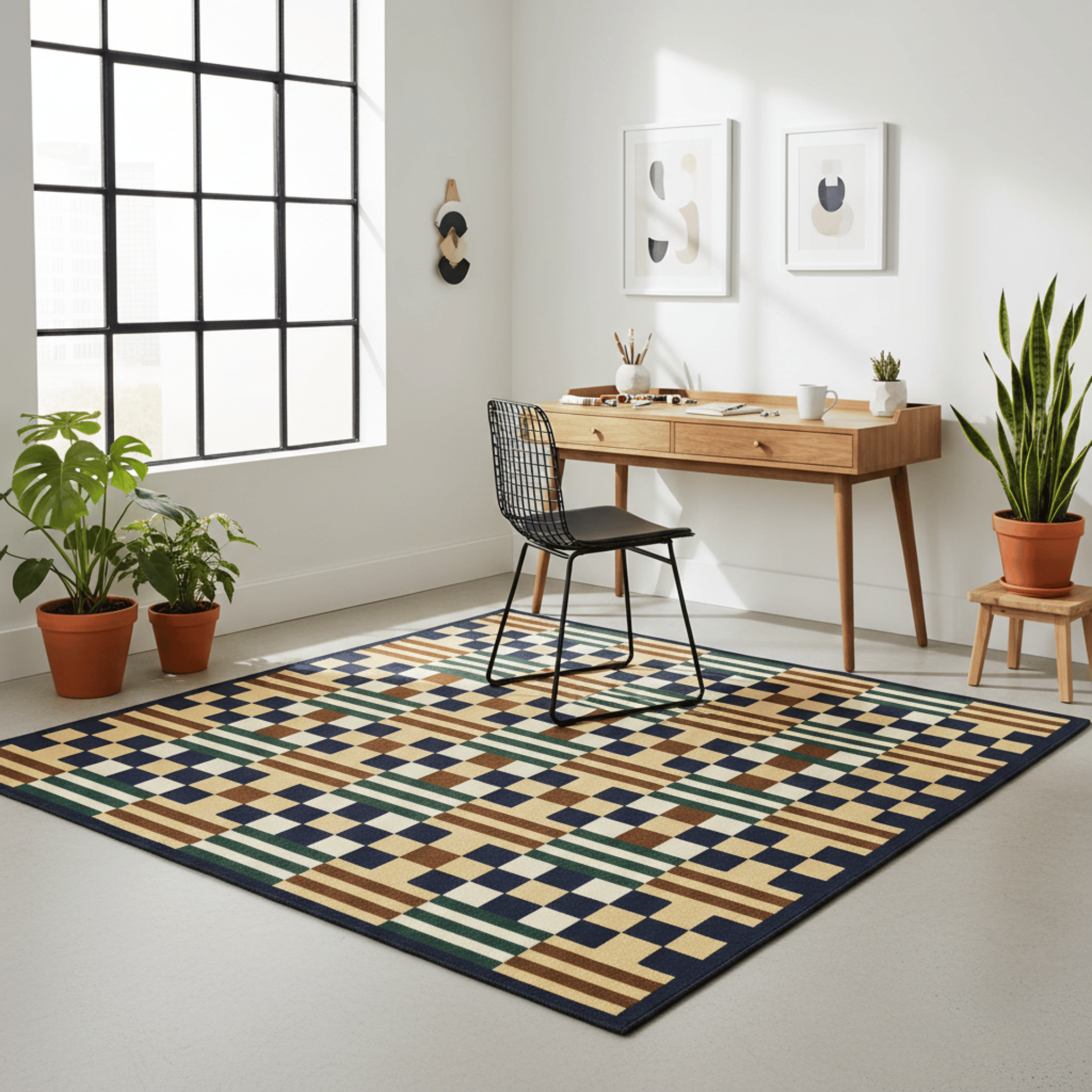 Checkerboard Rug – Retro 3D Geometric Pattern Art Rug