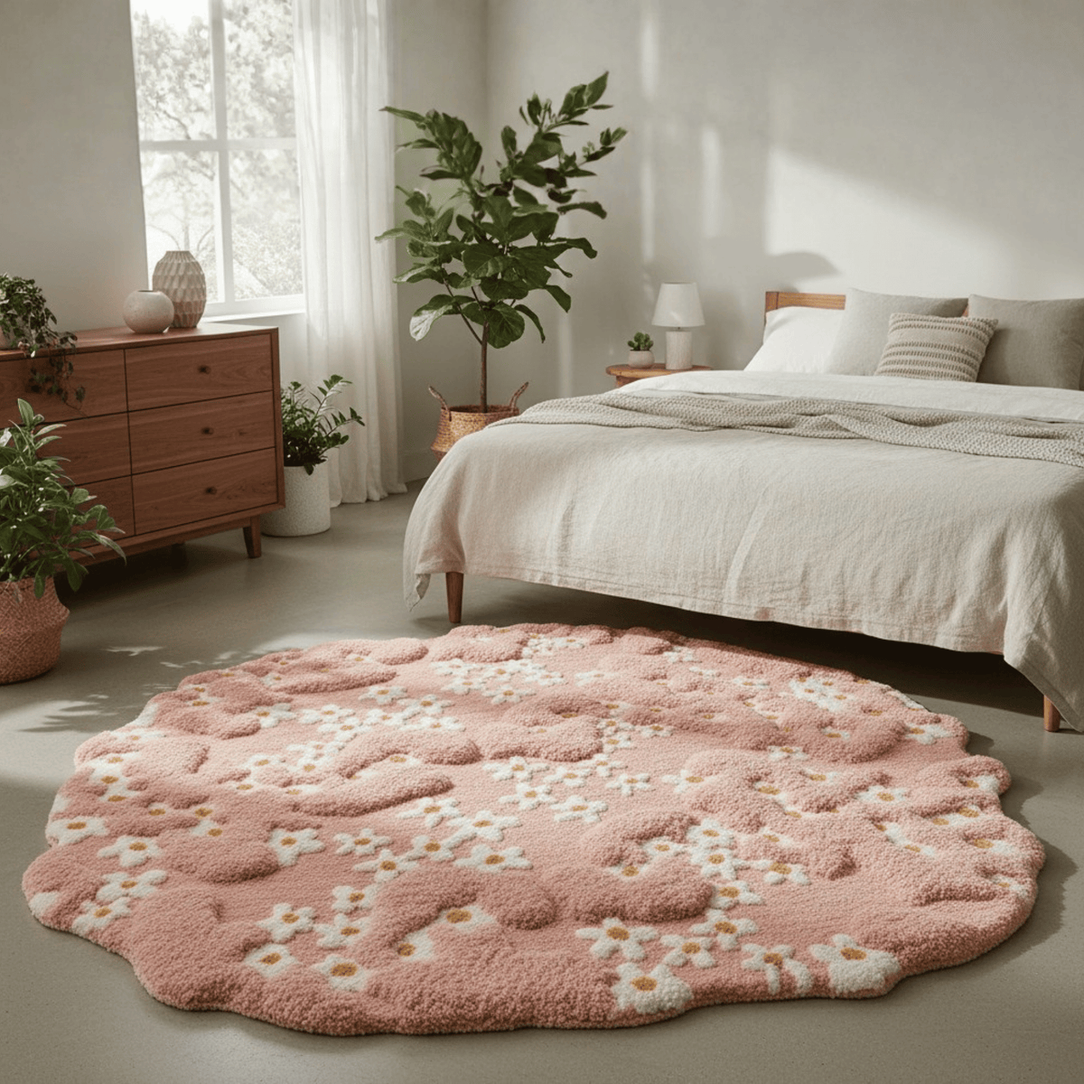 Daisy Square Rug Daisy Rug – Garden 3D Floral Area Rug – Rugoora