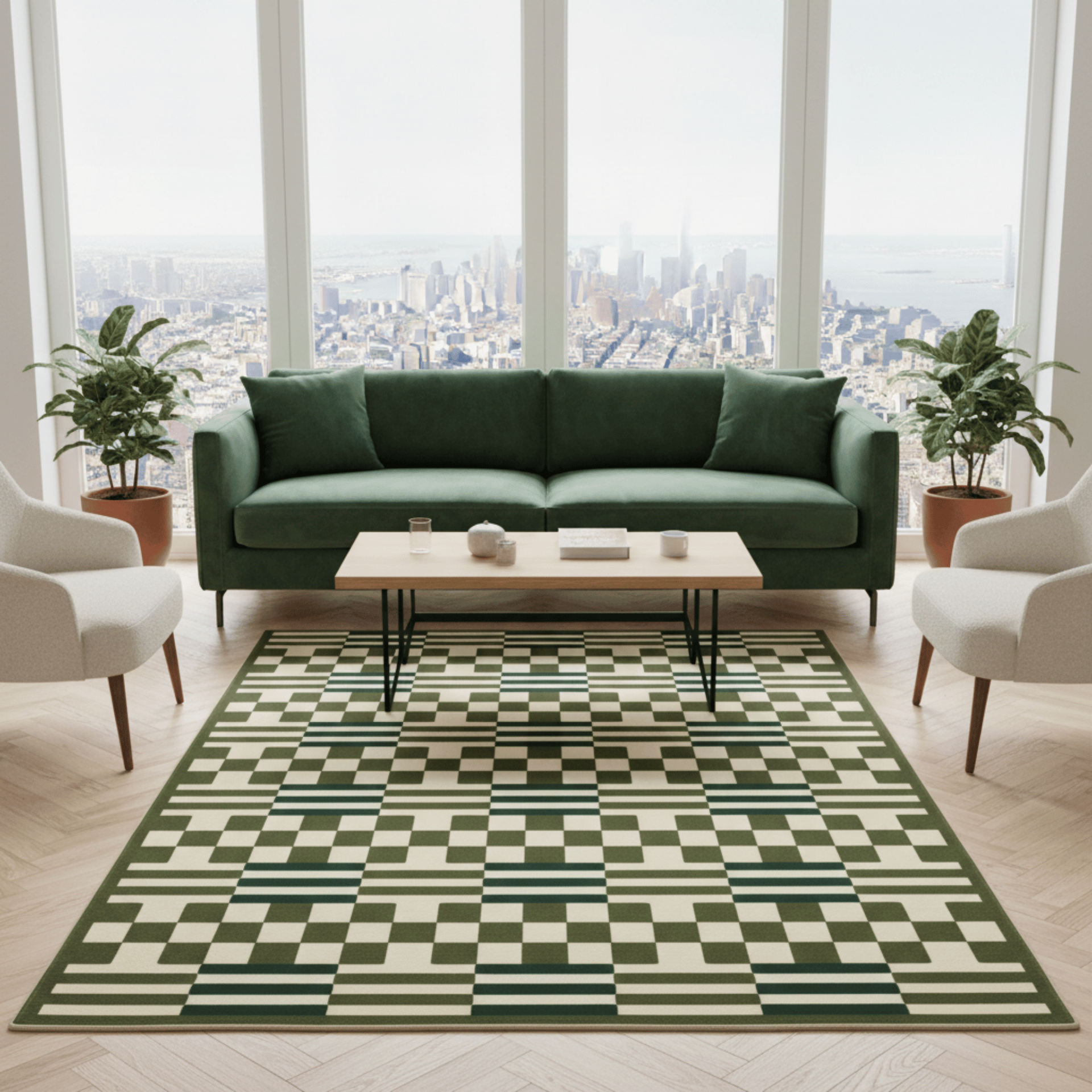 Checkerboard Rug – Retro 3D Geometric Pattern Art Rug