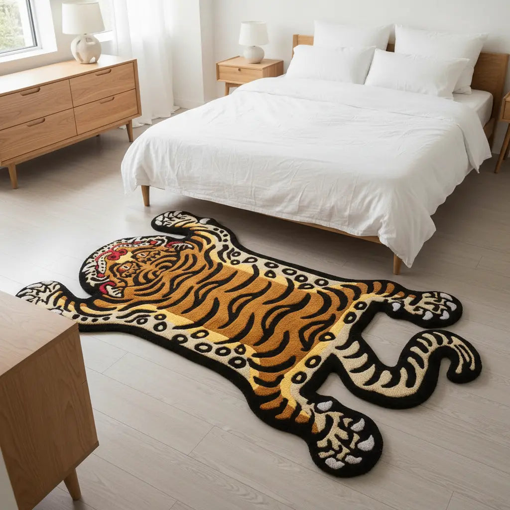 9ft Tiger Rug in Master Bedroom