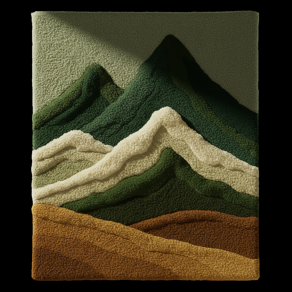 Concrete Rug by Rugoora - Close-Up 3D Mountain Peaks Texture