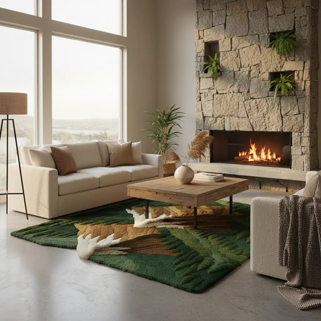 Mountain Forest Rugs – Forest Green Luxury Rugs by Rugoora Mountain Forest Rugs – Forest Green Luxury Rugs by Rugoora