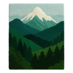 Everpine Rug – a luxury handcrafted rug inspired by mountain pines and forest tranquility, made by Rugoora - Rug with a mountain and forest design on a plain background