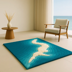 Azure Rug completing a cozy living space with coastal serenity and minimalist elegance by Rugoora