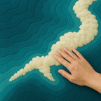 Texture detail of Azure Rug on  showing hand-tufted fibers and serene blue depth by Rugoora