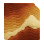 Canyon Rug – a luxury handcrafted rug inspired by desert canyons and Textured rug with wavy pattern in brown and beige tones on a white background