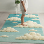Scale Reference - 3D Cloud Relief Full Body. Close-up view of Celestial Rug showing cloud-like fibers and gentle tone transitions