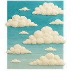 Celestial Rug – Puffy Cloudscape 3D Sky Gradient Art Rug Rugoora