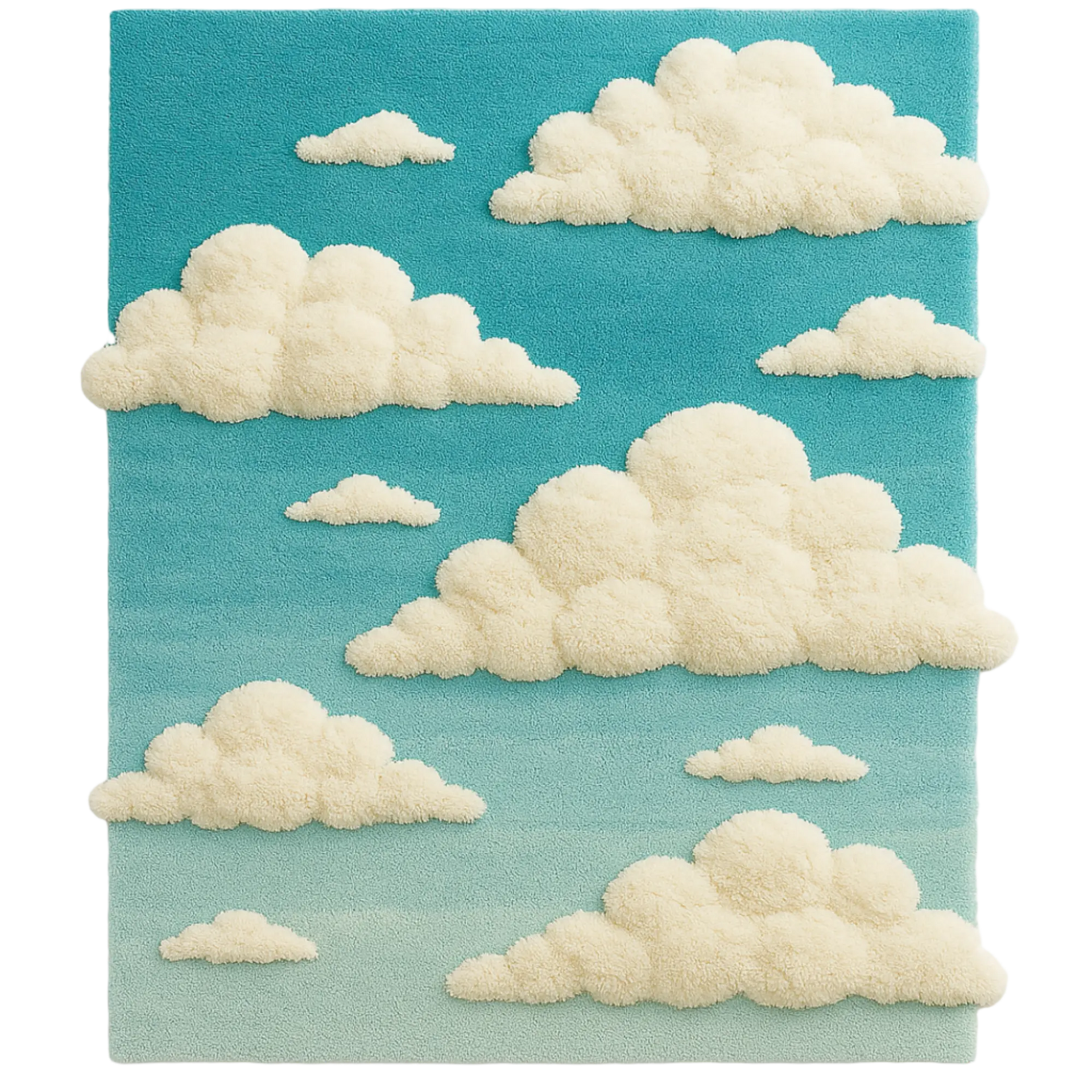 Celestial Rug – Puffy Cloudscape 3D Sky Gradient Art Rug Rugoora