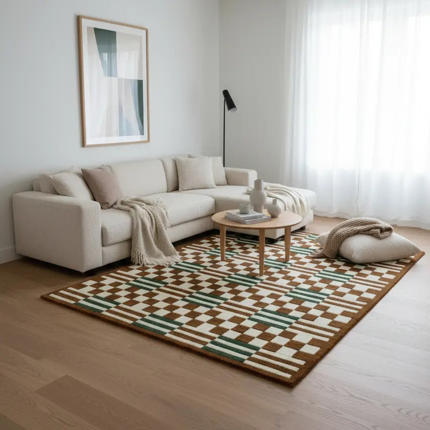 Checkerboard Rug in Scandinavian Living