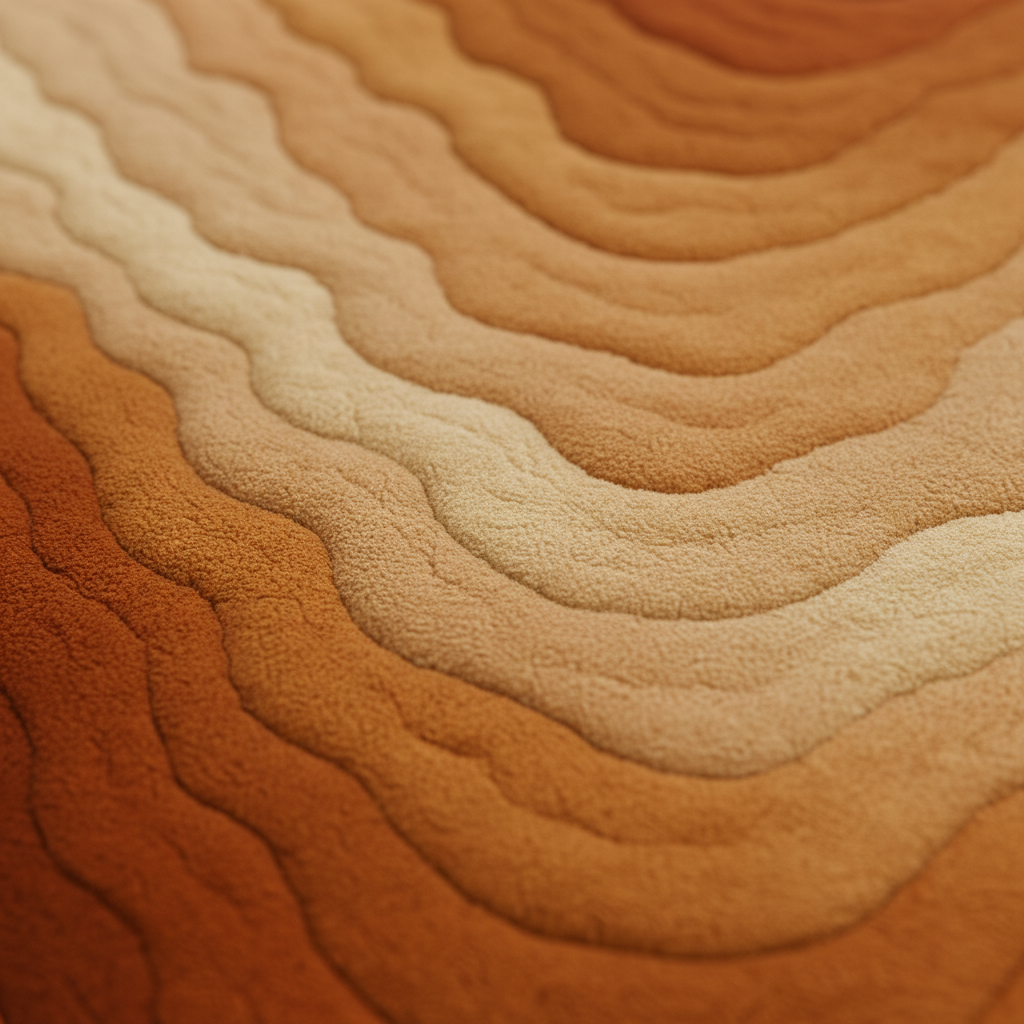 Artisan Clay Rug with hand-tufted boho texture combining desert warmth and organic sophistication by Rugoora - Close-Up - Mineral Vein Texture