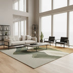 Room Scene - Industrial Minimal Living Room 9ft Concrete Rug styled in a minimalist living room with polished gray tones and soft daylight by Rugoora