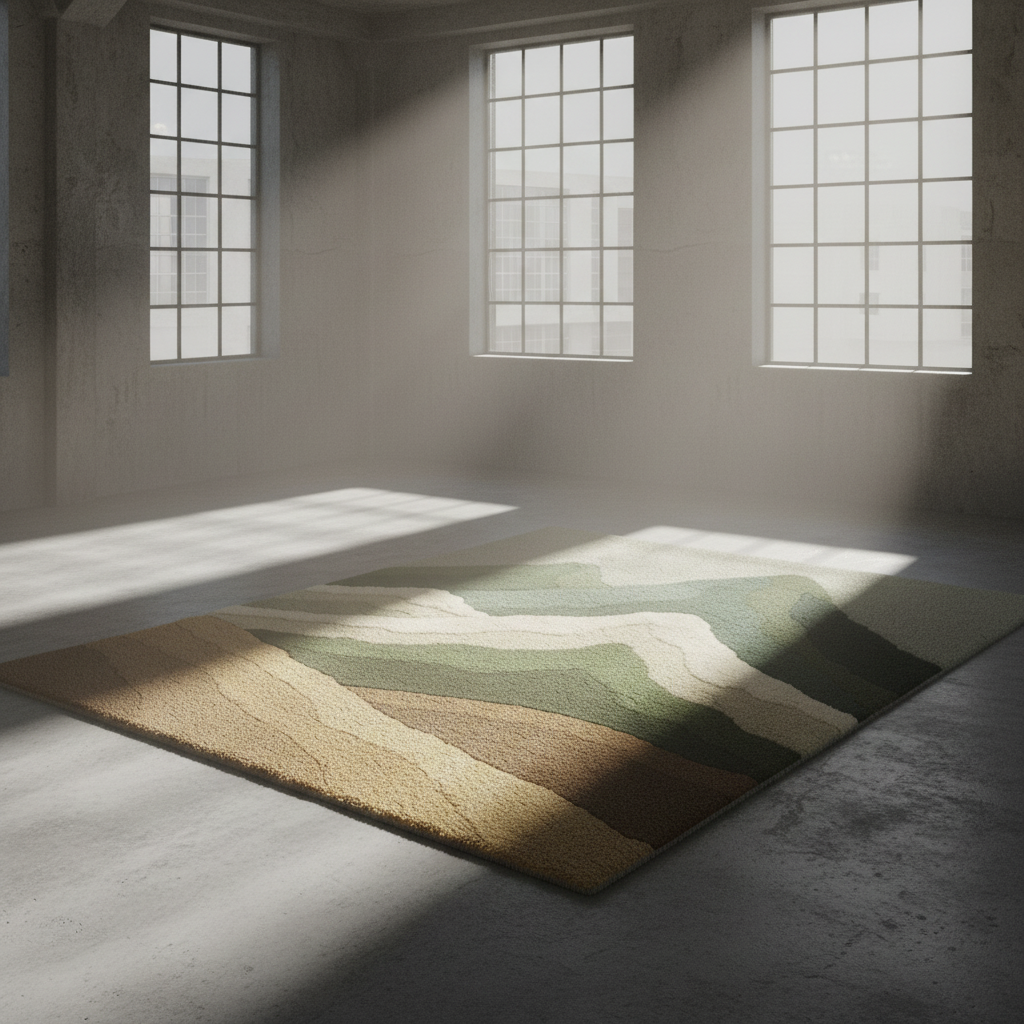 Premium handmade Concrete Rug by Rugoora, crafted with refined gray gradient tones that evoke urban calm