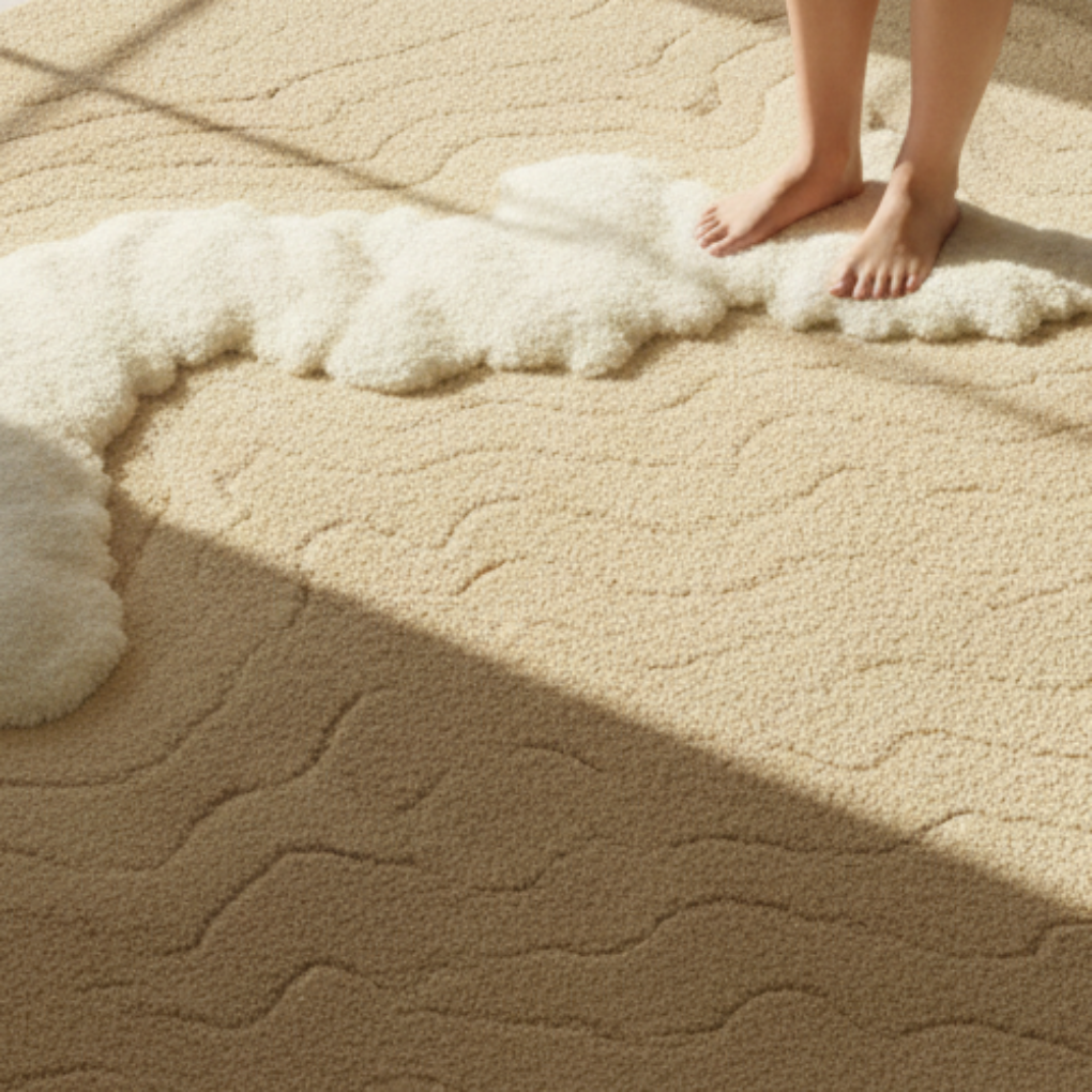 Cream Rug – artisan tufted rug mirroring soft sand textures and beach-washed gradients by Rugoora