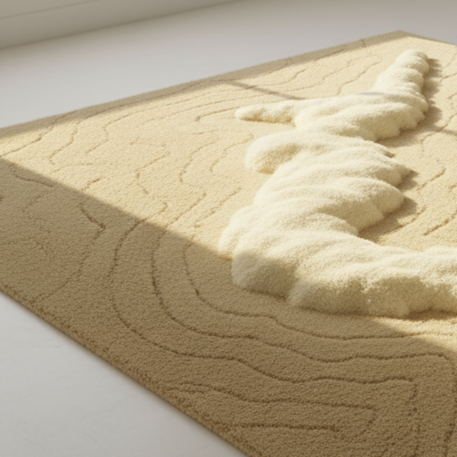 Modern home interior featuring Cream Rug in soft beige tone – a cozy and minimal accent by Rugoora