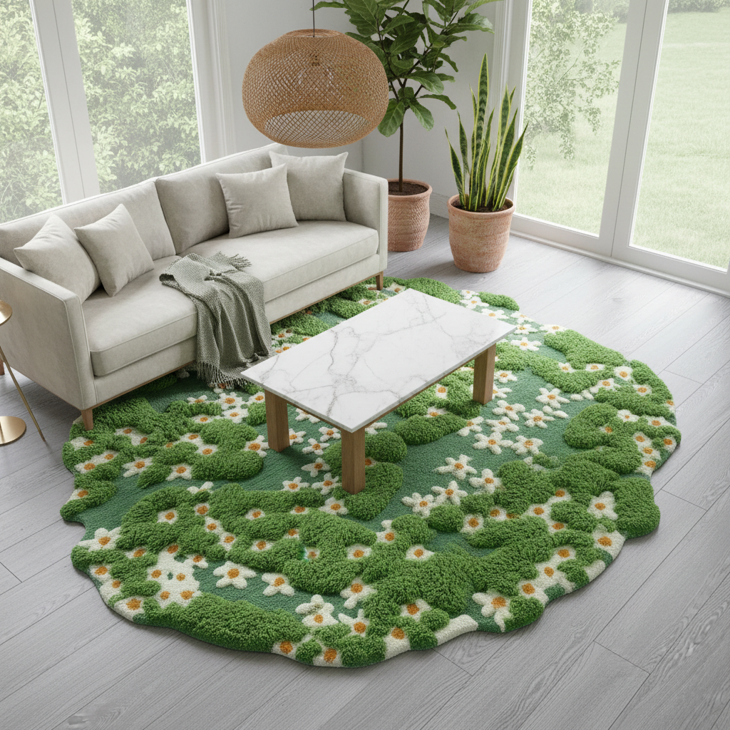 Fun Daisy Rug Daisy Rug – Garden 3D Floral Area Rug – Rugoora