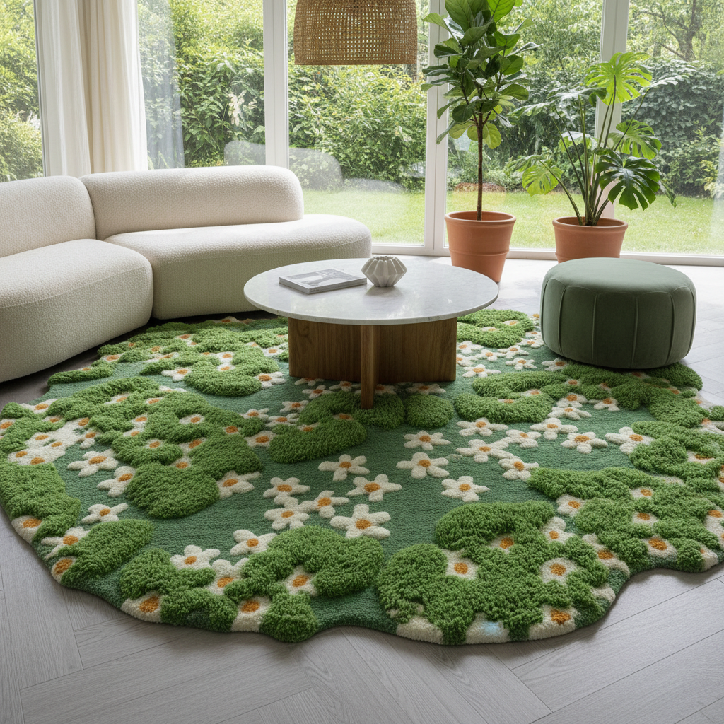 Small Daisy Rug Daisy Rug – Garden 3D Floral Area Rug – Rugoora
