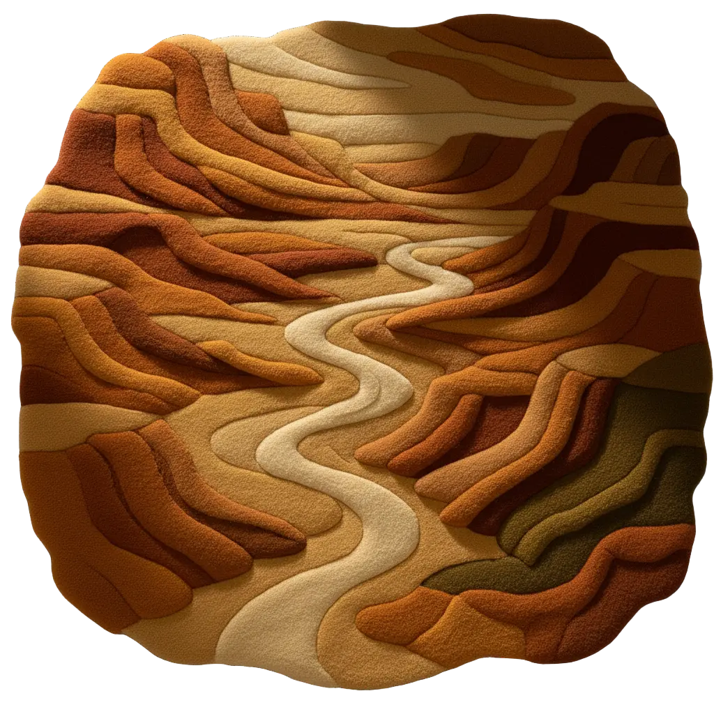 Desert Rug – a luxury handcrafted rug inspired by desert canyons and terracotta layers, made by Rugoora