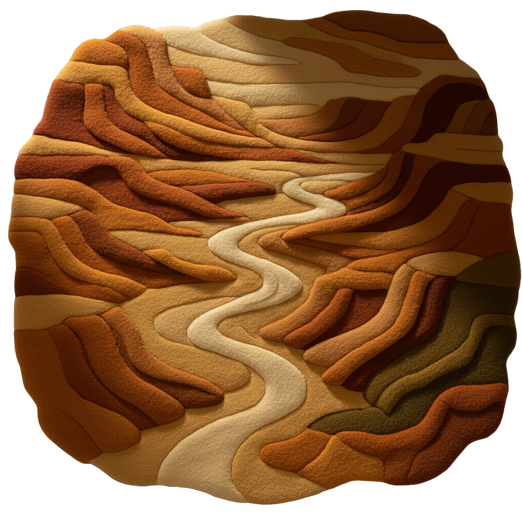 Desert Rug – a luxury handcrafted rug inspired by desert canyons and terracotta layers, made by Rugoora