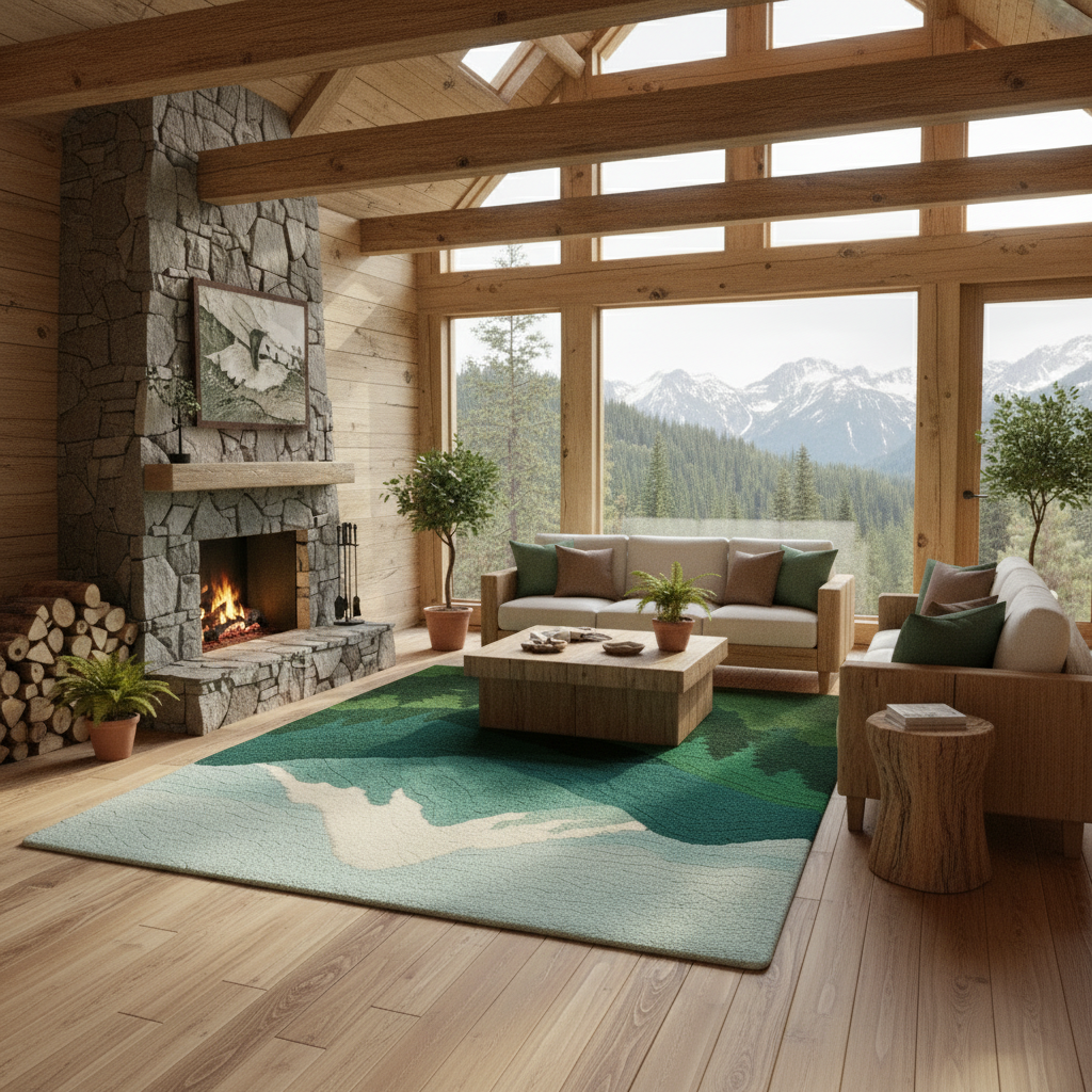 Luxury Everpine Rug – a handcrafted décor piece representing natural elegance and forest-inspired calm by Rugoora