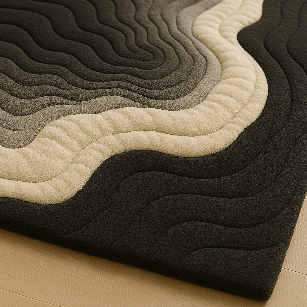 Artisan Mono Rug crafted in black and white harmony, reflecting contemporary minimalist art by Rugoora