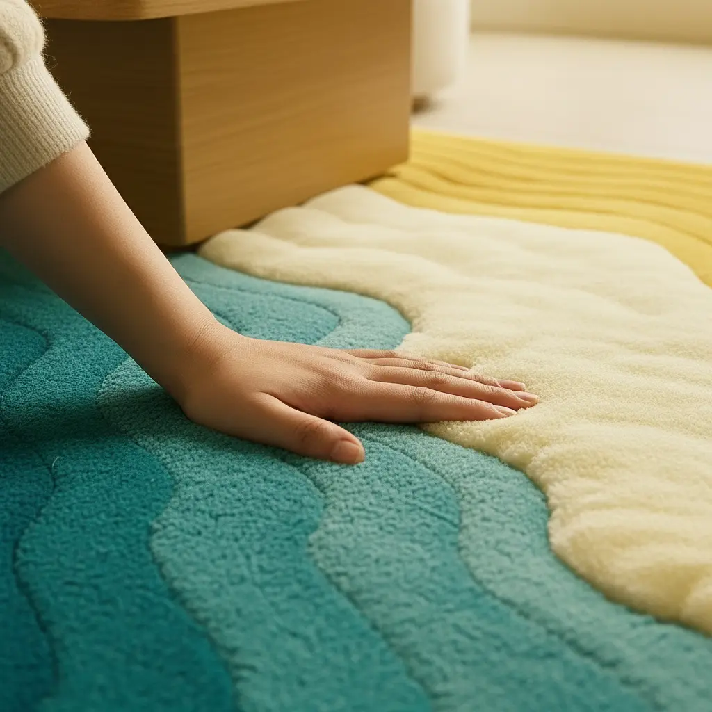 Artisan Pacific Rug with hand-tufted texture inspired by ocean waves and flowing coastal movement by Rugoora