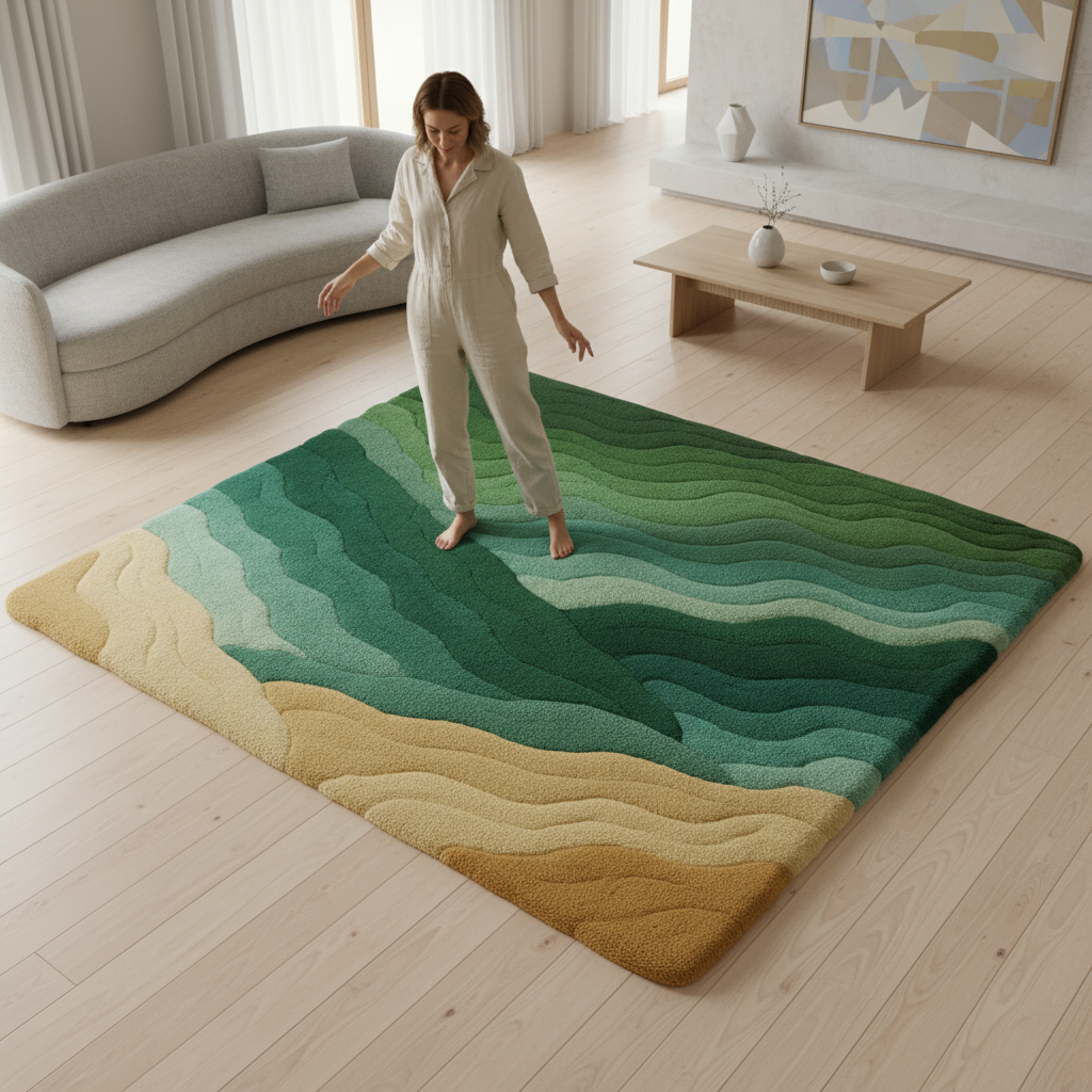 Luxury Summit Rug – a handcrafted home décor piece reflecting mountain calm and minimal elegance by Rugoora