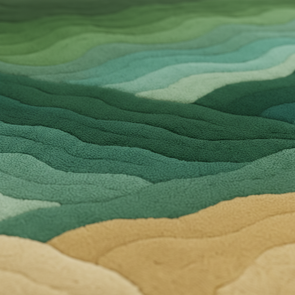 Close-Up - Mountain Contour Texture, Premium handmade Summit Rug by Rugoora featuring soft gray gradients that evoke serene mountain horizons